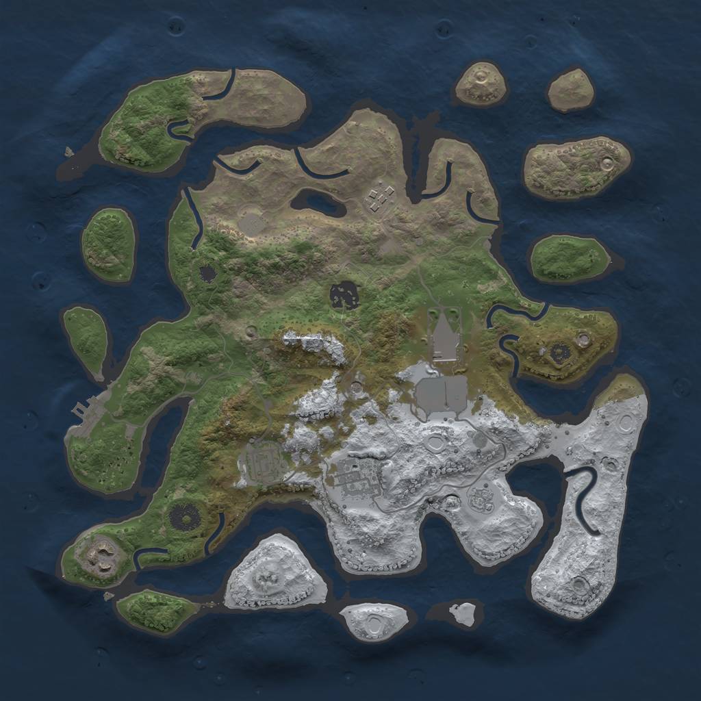 Rust Map: Procedural Map, Size: 3500, Seed: 3047972, 14 Monuments