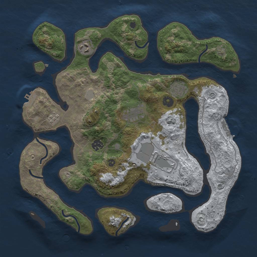 Rust Map: Procedural Map, Size: 3500, Seed: 5546734, 15 Monuments