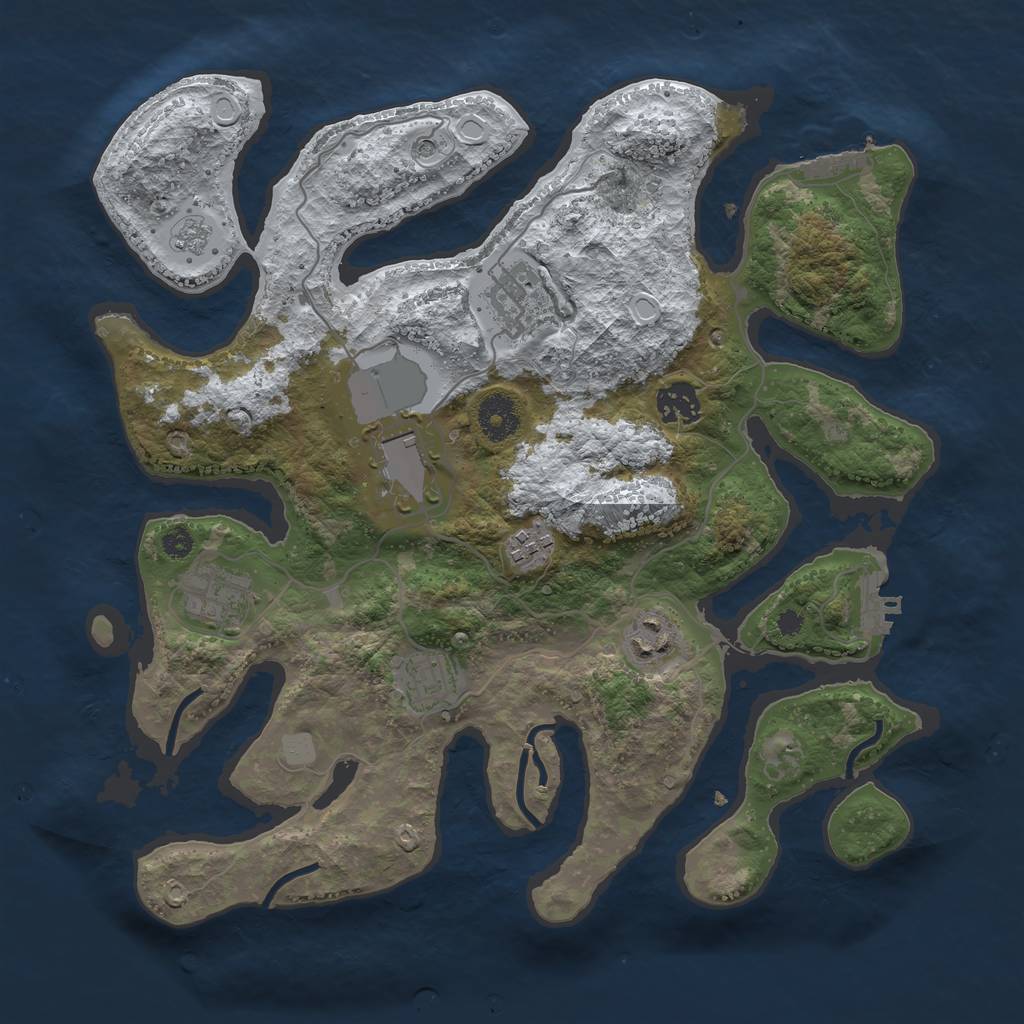 Rust Map: Procedural Map, Size: 3500, Seed: 2472532, 16 Monuments