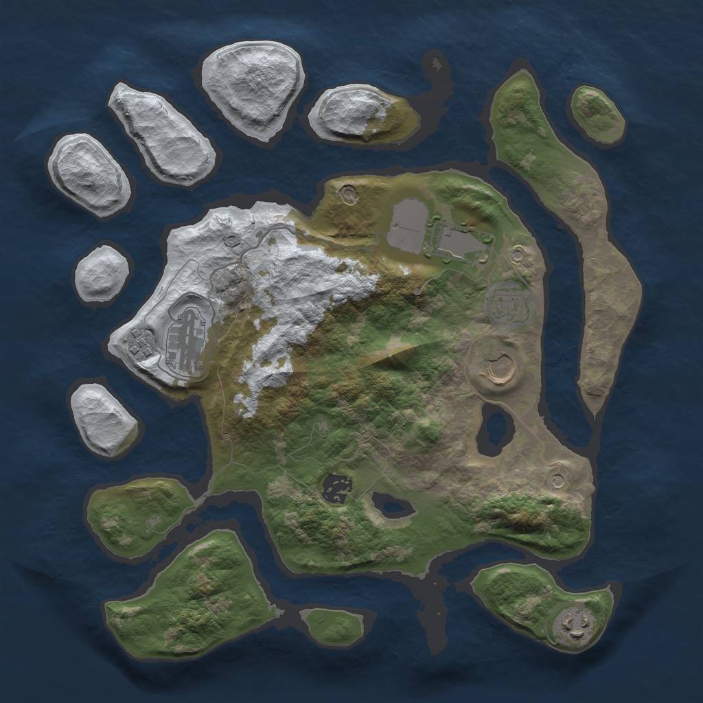Rust Map: Barren, Size: 3500, Seed: 1574143, 10 Monuments