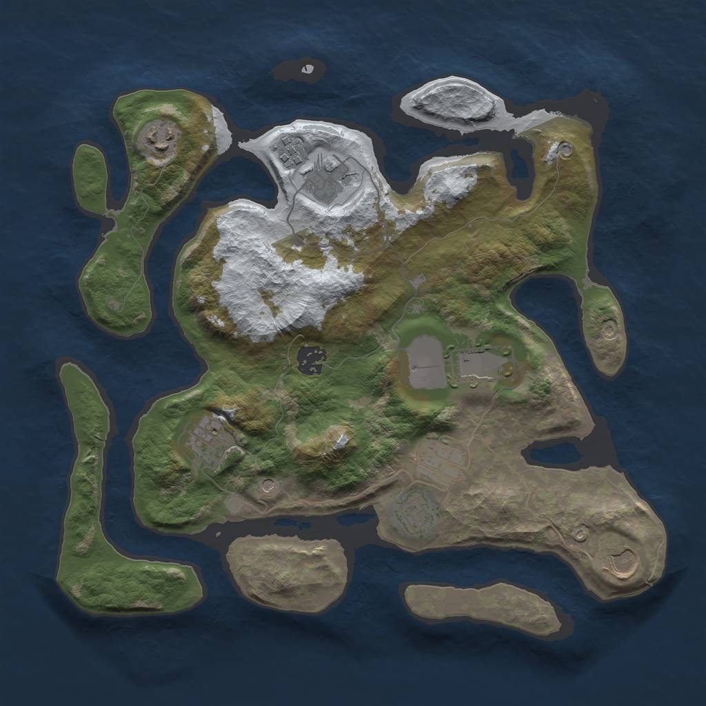 Rust Map: Barren, Size: 3500, Seed: 6352540, 12 Monuments