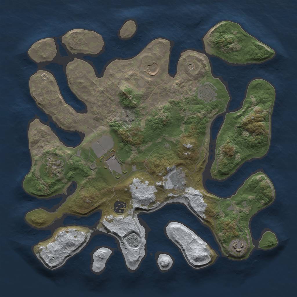 Rust Map: Barren, Size: 3500, Seed: 5402067, 11 Monuments