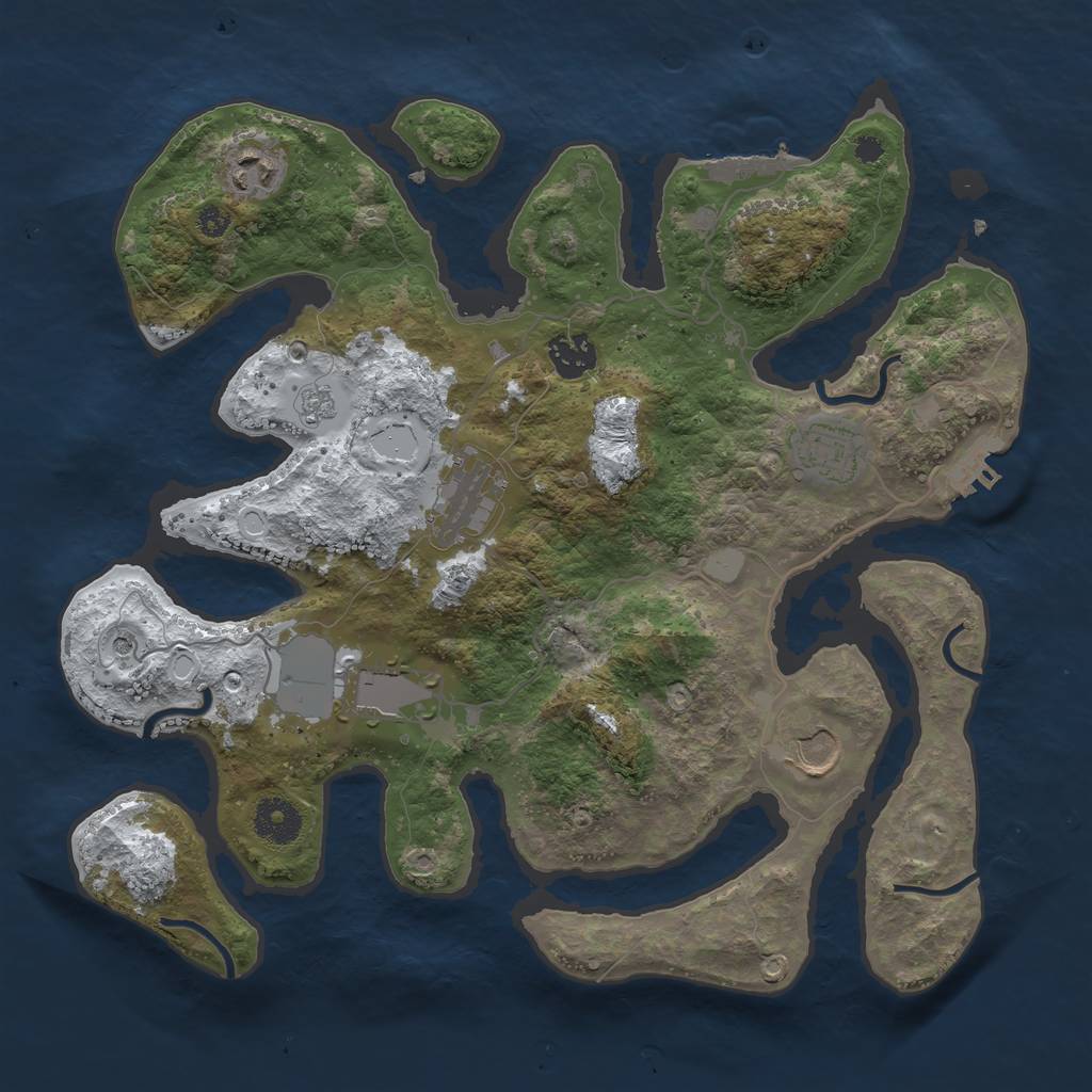 Rust Map: Procedural Map, Size: 3500, Seed: 905262, 15 Monuments