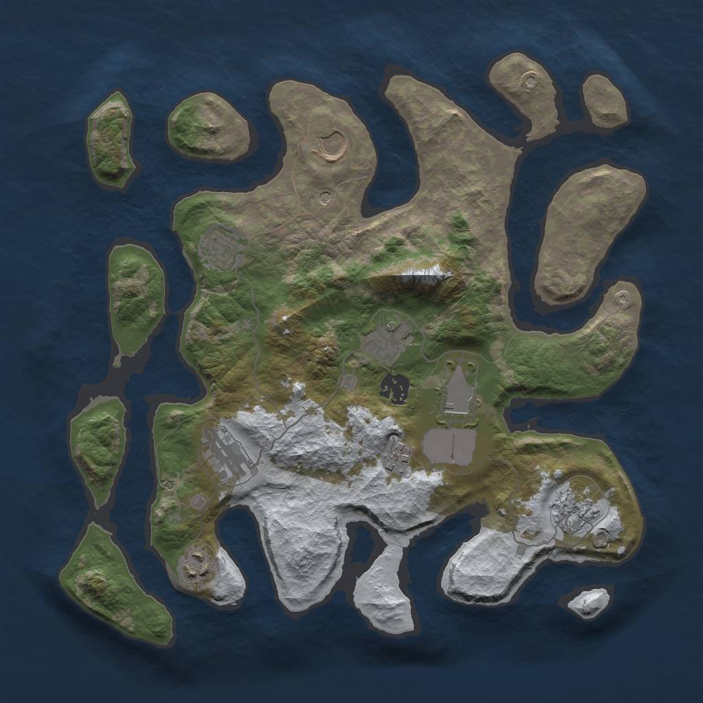 Rust Map: Barren, Size: 3500, Seed: 5908091, 12 Monuments