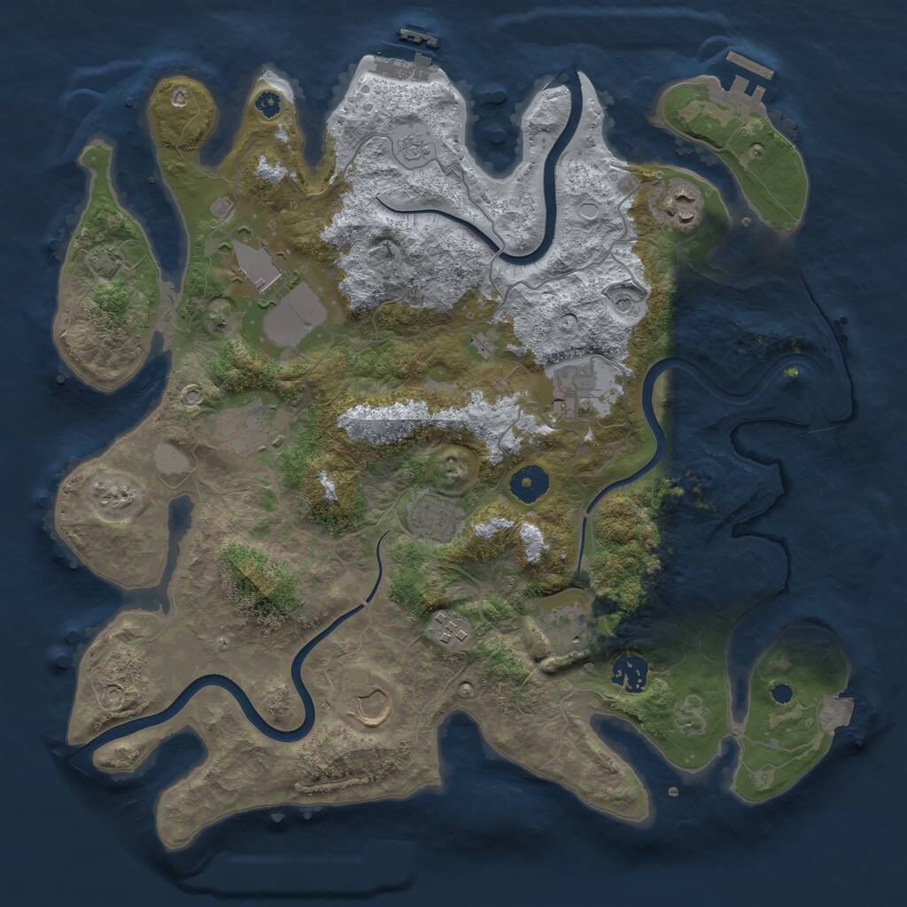 Rust Map: Procedural Map, Size: 3700, Seed: 1126030891, 15 Monuments