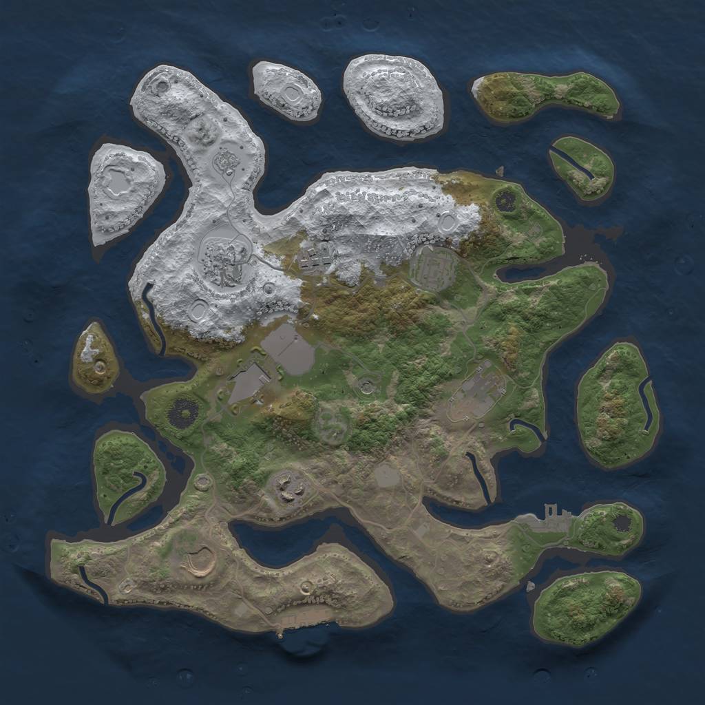 Rust Map: Procedural Map, Size: 3500, Seed: 1915717, 16 Monuments