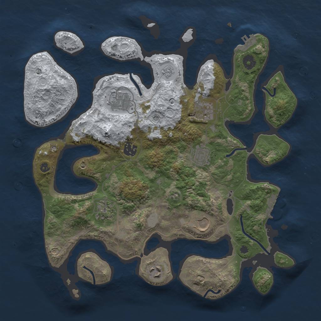 Rust Map: Procedural Map, Size: 3500, Seed: 54004619, 16 Monuments