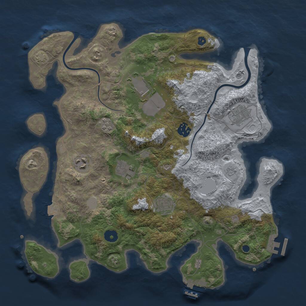 Rust Map: Procedural Map, Size: 3500, Seed: 1514379, 13 Monuments