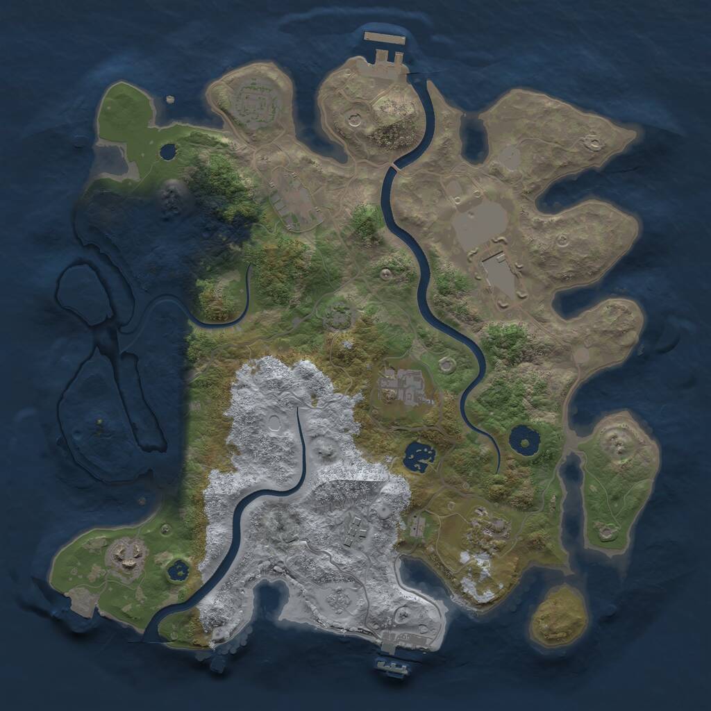Rust Map: Procedural Map, Size: 3500, Seed: 1616, 14 Monuments