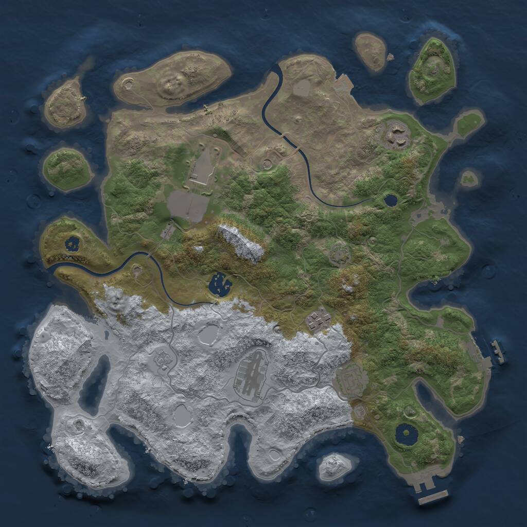 Rust Map: Procedural Map, Size: 3500, Seed: 1624048, 12 Monuments