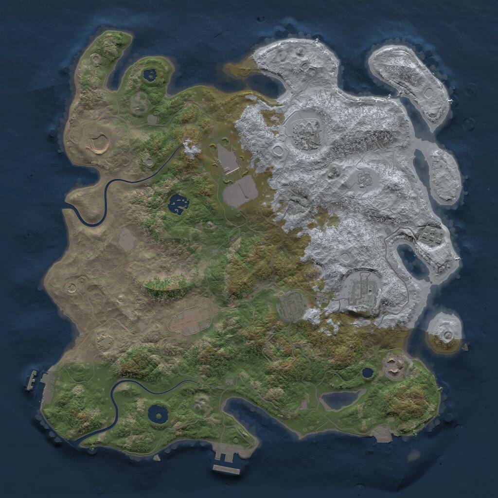 Rust Map: Procedural Map, Size: 3750, Seed: 956668, 15 Monuments