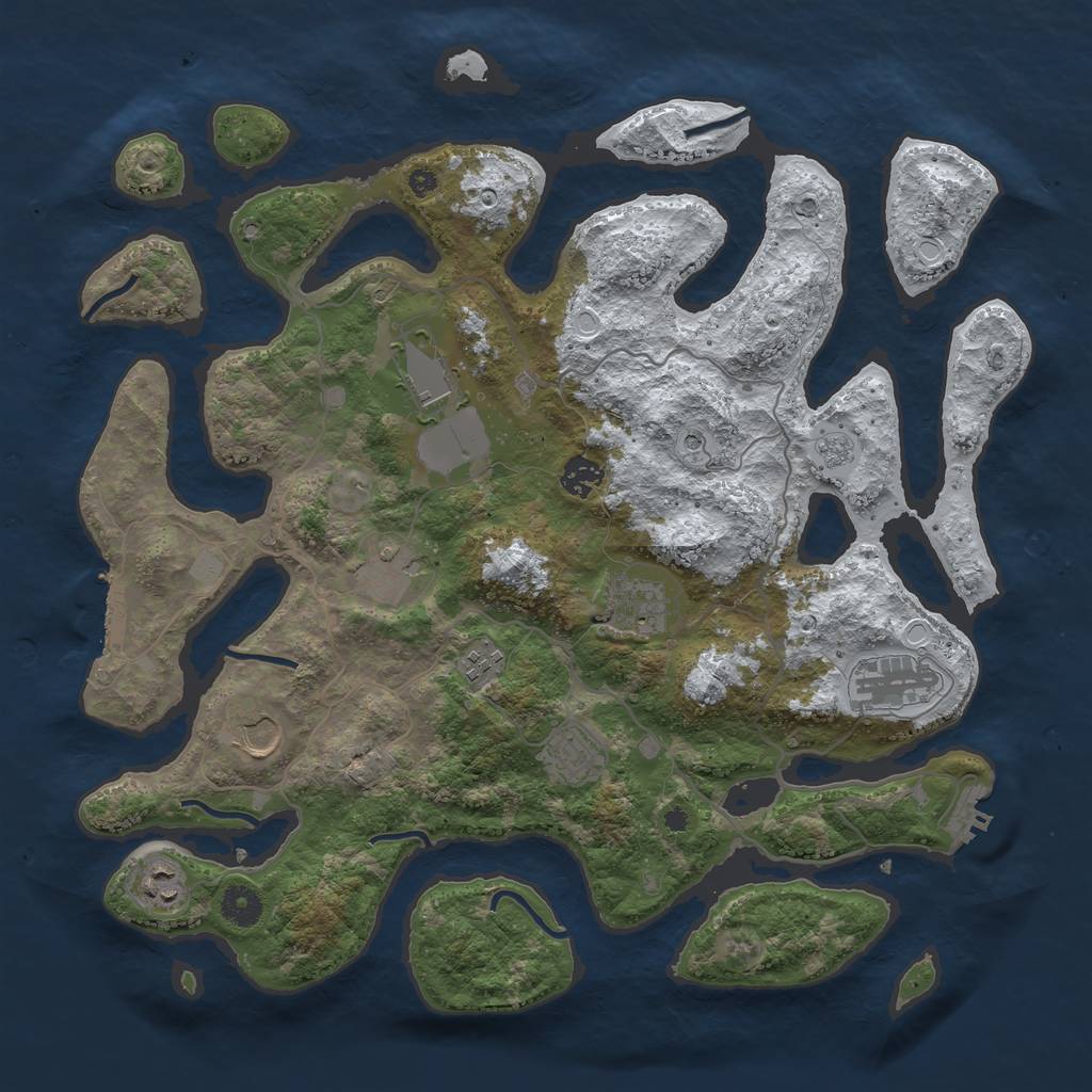 Rust Map: Procedural Map, Size: 4000, Seed: 539217, 18 Monuments