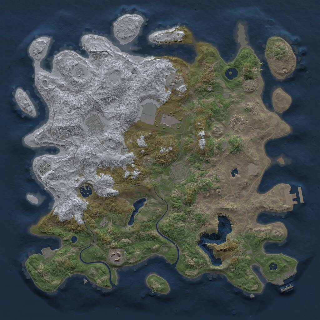 Rust Map: Procedural Map, Size: 4000, Seed: 589495, 13 Monuments