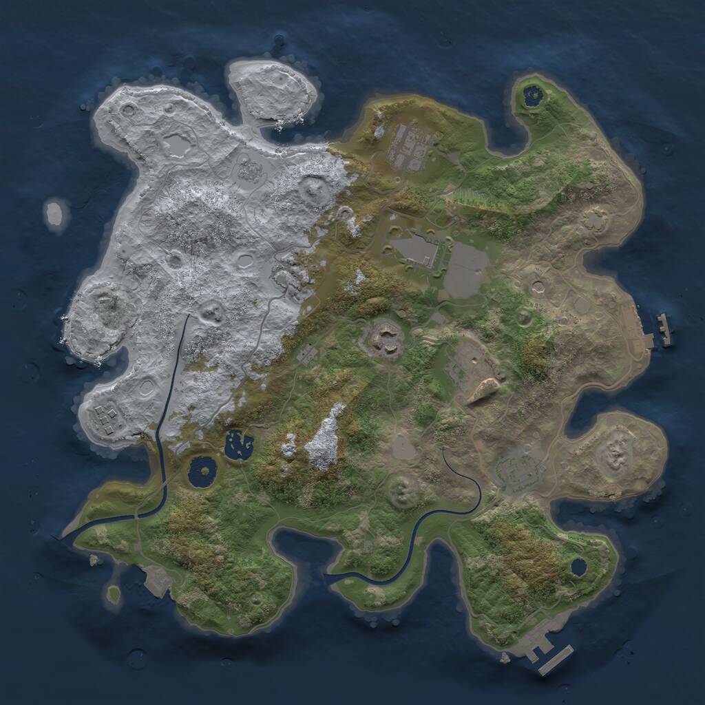 Rust Map: Procedural Map, Size: 3500, Seed: 1221987, 14 Monuments