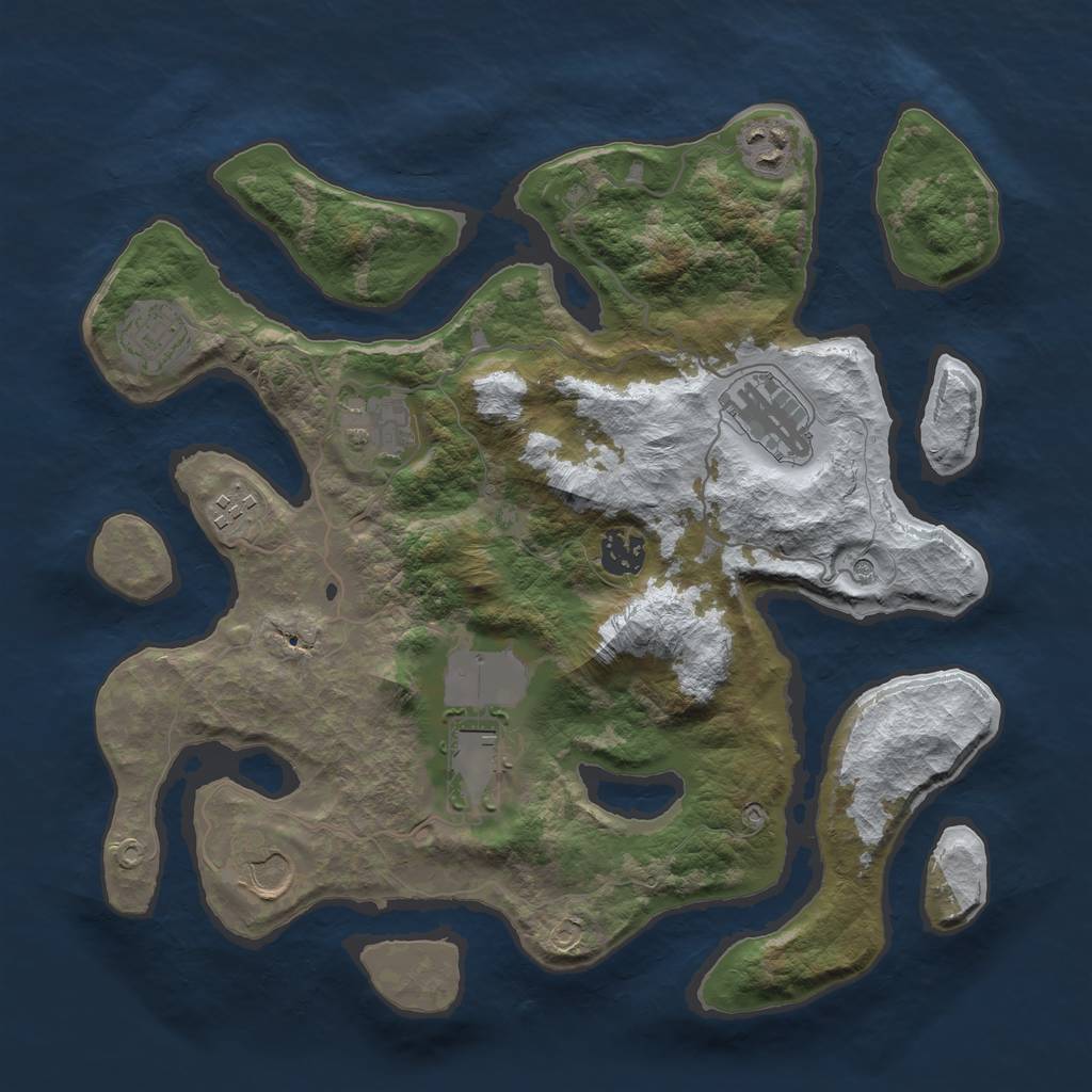 Rust Map: Barren, Size: 3500, Seed: 1347140, 11 Monuments
