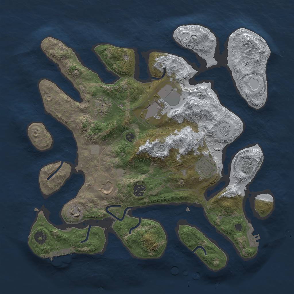 Rust Map: Procedural Map, Size: 3500, Seed: 4691154, 16 Monuments