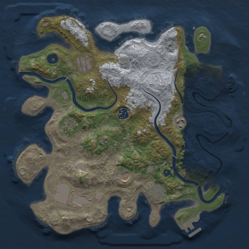 Rust Map: Procedural Map, Size: 3500, Seed: 2825371, 13 Monuments