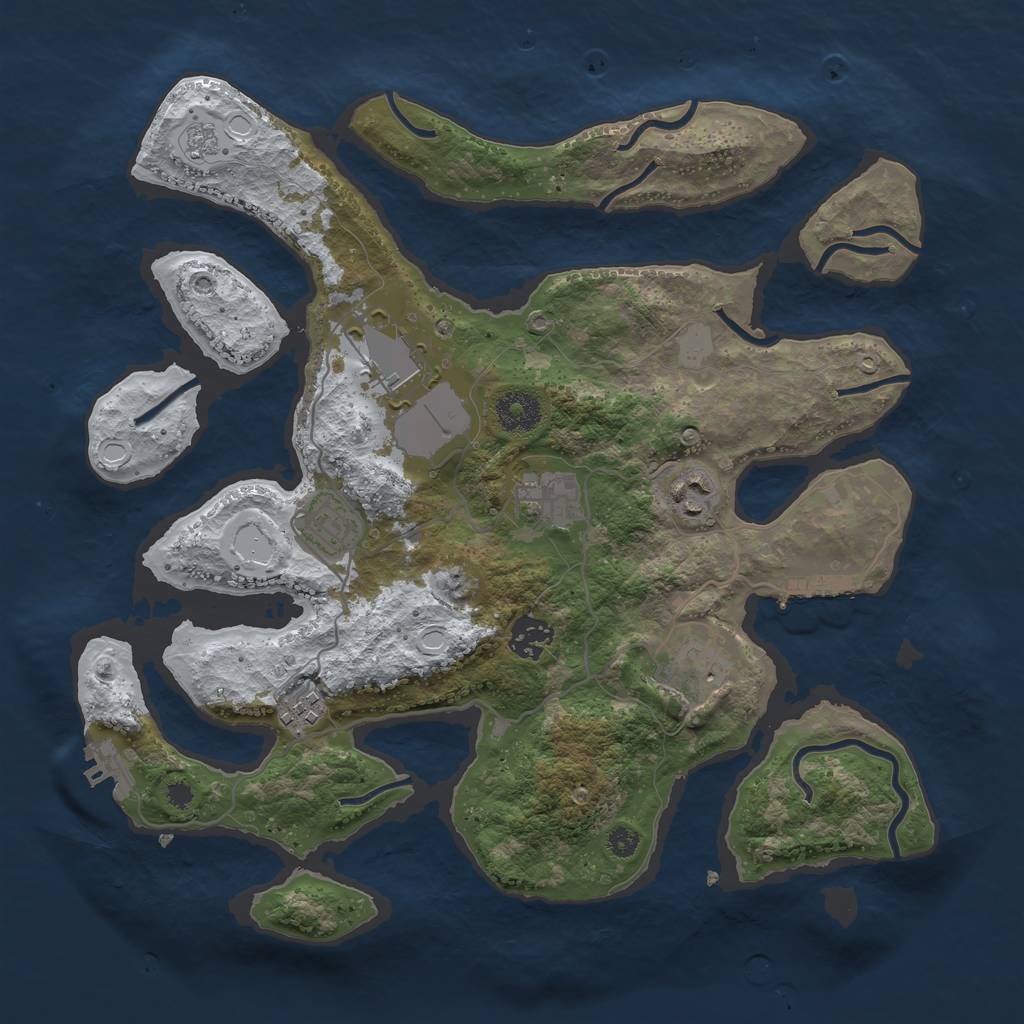 Rust Map: Procedural Map, Size: 3500, Seed: 2506025, 15 Monuments