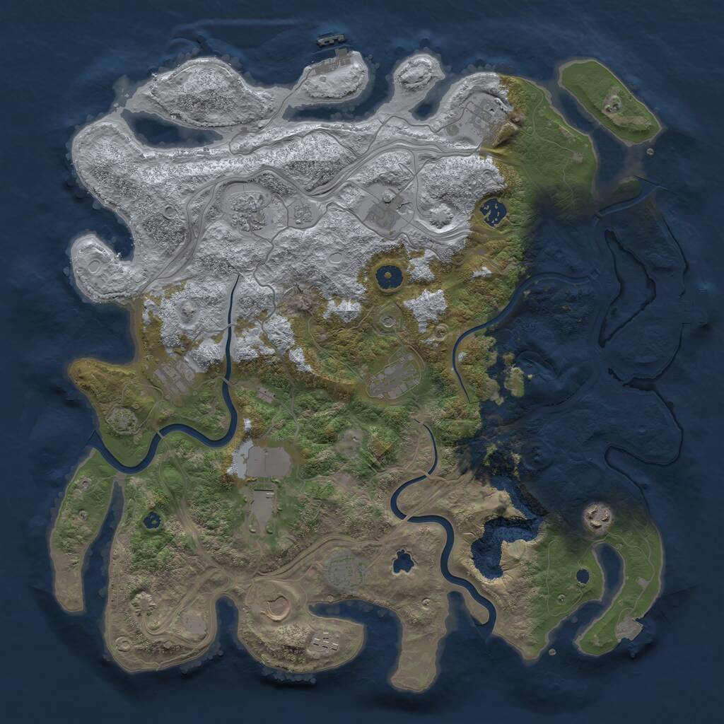 Rust Map: Procedural Map, Size: 4300, Seed: 2100136374, 17 Monuments