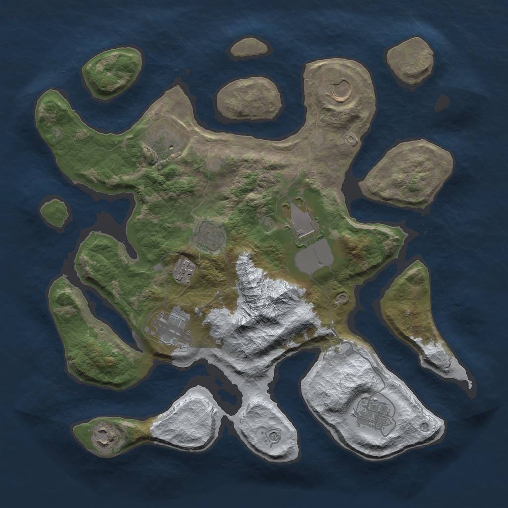 Rust Map: Barren, Size: 3500, Seed: 2600014, 11 Monuments