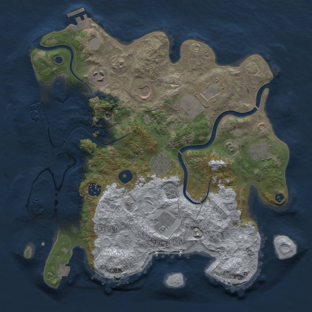 Rust Map: Procedural Map, Size: 3500, Seed: 6130883, 14 Monuments