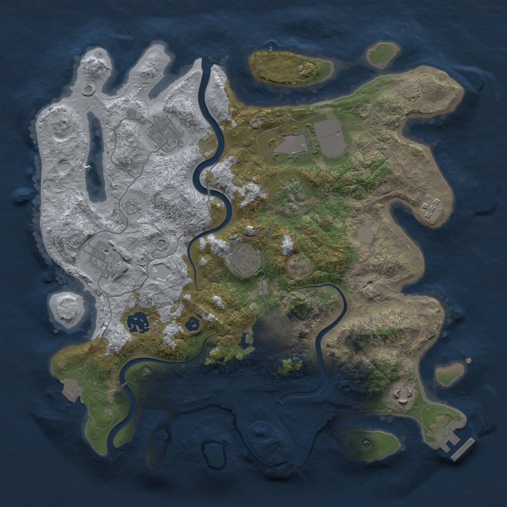 Rust Map: Procedural Map, Size: 3500, Seed: 890254, 14 Monuments