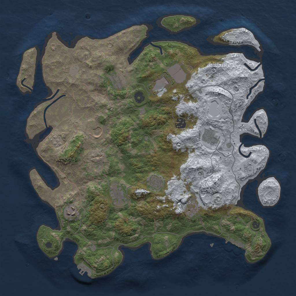 Rust Map: Procedural Map, Size: 4000, Seed: 84654, 19 Monuments
