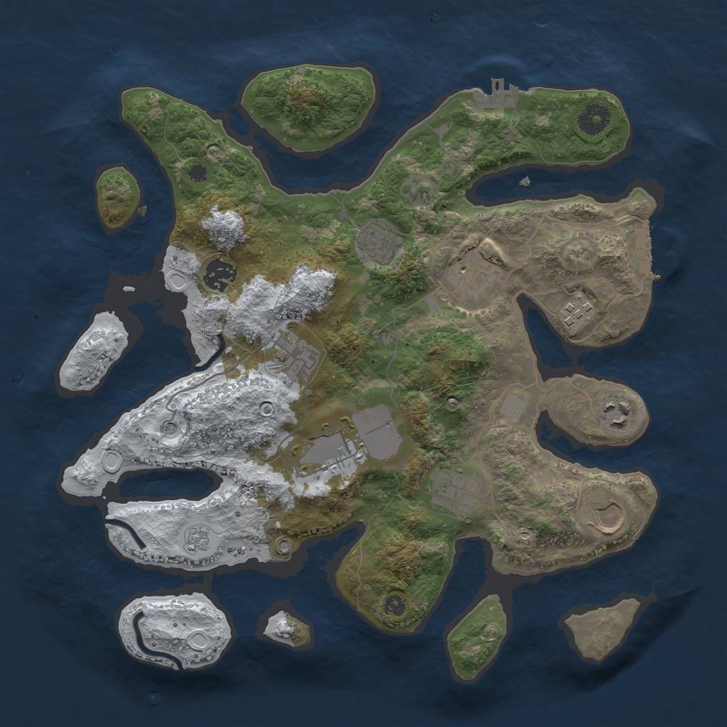 Rust Map: Procedural Map, Size: 3500, Seed: 3826390, 18 Monuments