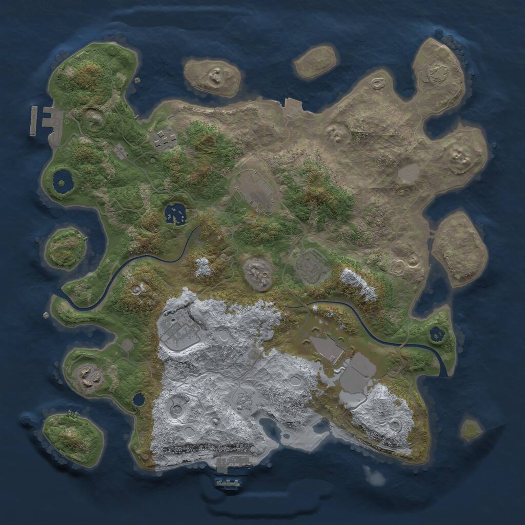 Rust Map: Procedural Map, Size: 3500, Seed: 5785552, 13 Monuments
