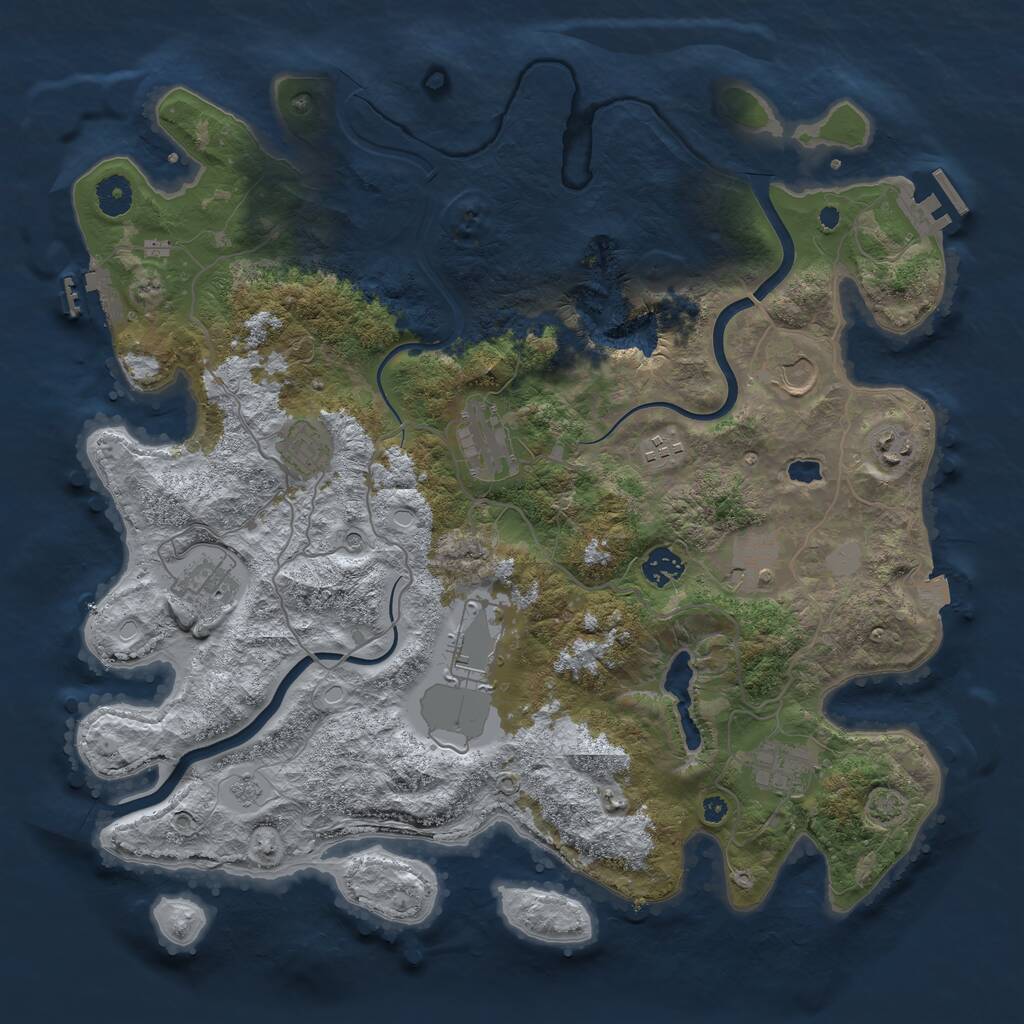 Rust Map: Procedural Map, Size: 4000, Seed: 808639, 16 Monuments