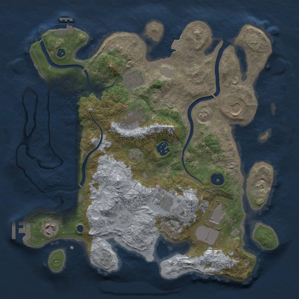Rust Map: Procedural Map, Size: 3500, Seed: 5393518, 14 Monuments