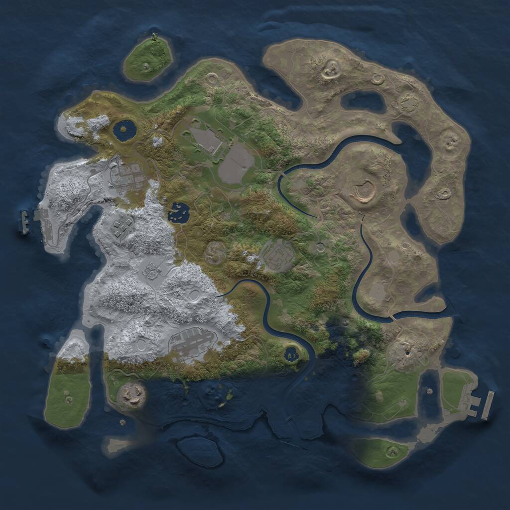 Rust Map: Procedural Map, Size: 3500, Seed: 405647, 14 Monuments