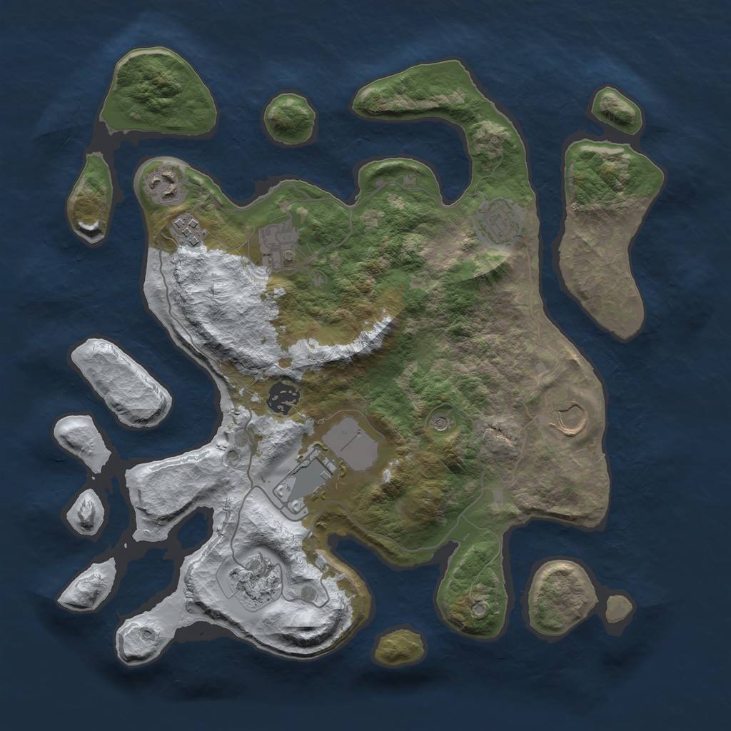 Rust Map: Barren, Size: 3500, Seed: 3296771, 11 Monuments