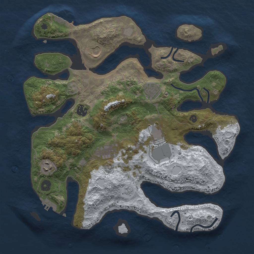 Rust Map: Procedural Map, Size: 3500, Seed: 5894740, 15 Monuments