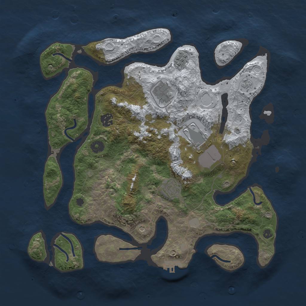 Rust Map: Procedural Map, Size: 3500, Seed: 5025739, 13 Monuments