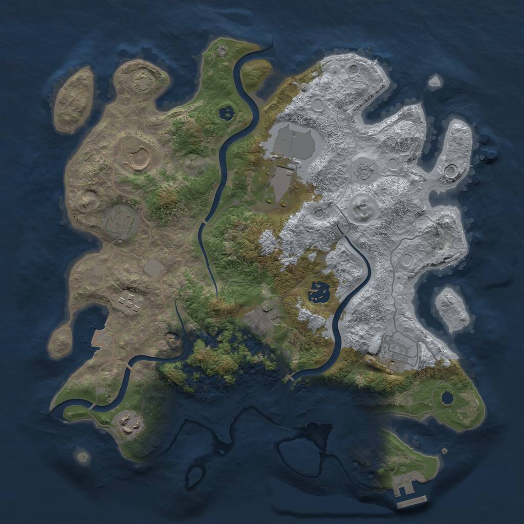 Rust Map: Procedural Map, Size: 3500, Seed: 3211345, 13 Monuments