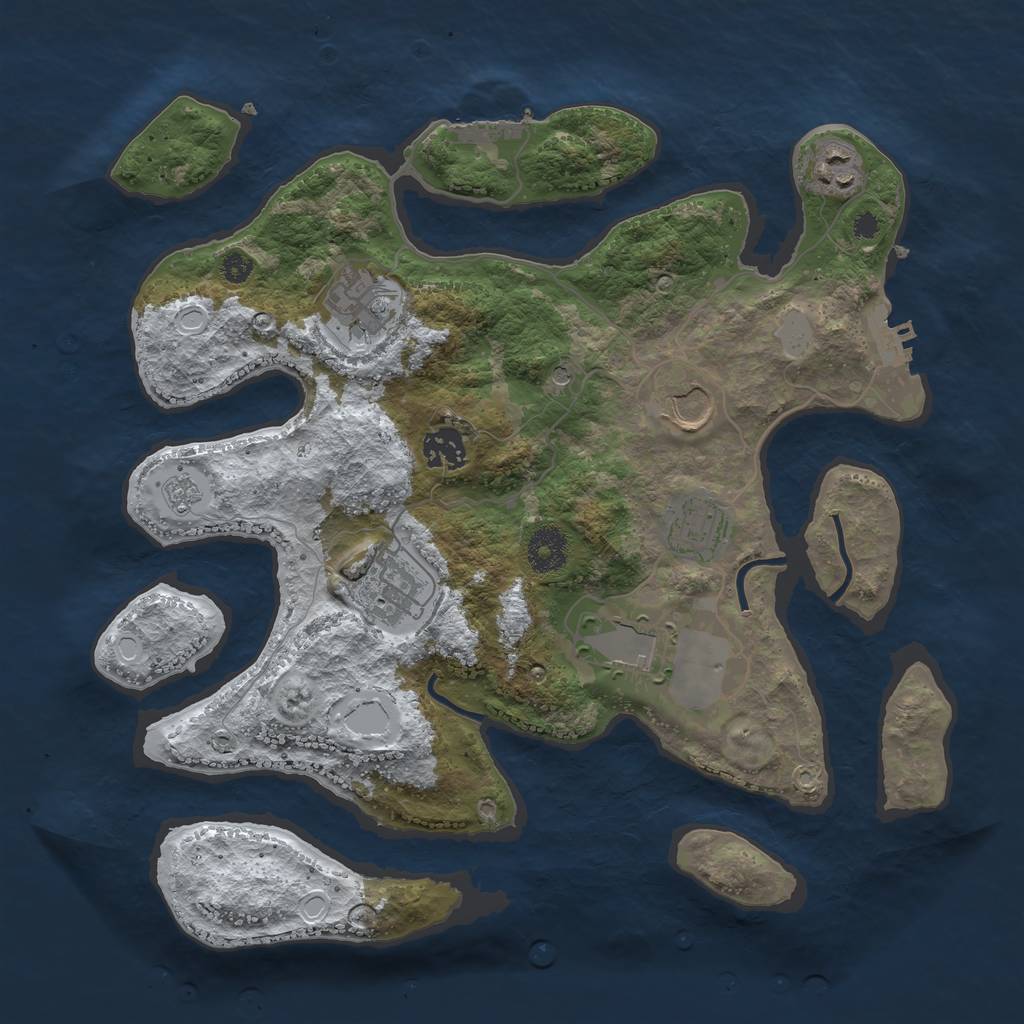 Rust Map: Procedural Map, Size: 3500, Seed: 712553, 16 Monuments