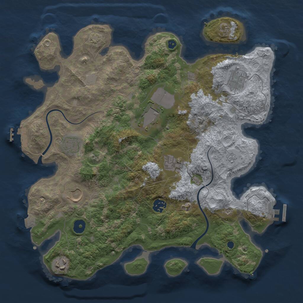 Rust Map: Procedural Map, Size: 3500, Seed: 2682009, 13 Monuments
