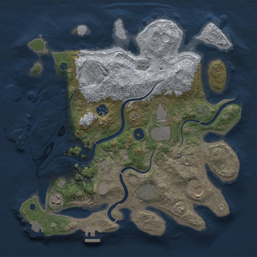 Rust Map: Procedural Map, Size: 3500, Seed: 2151354, 13 Monuments