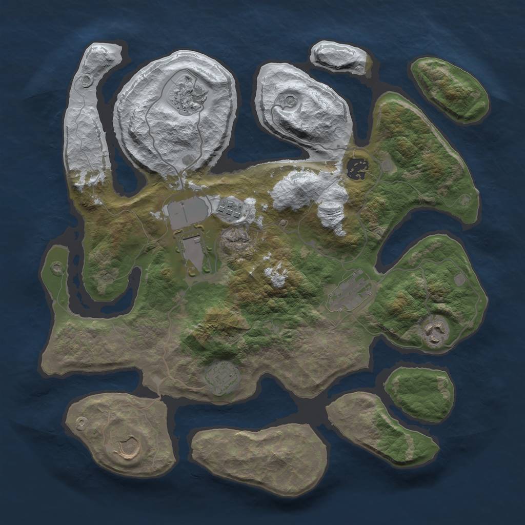 Rust Map: Barren, Size: 3500, Seed: 4540967, 11 Monuments