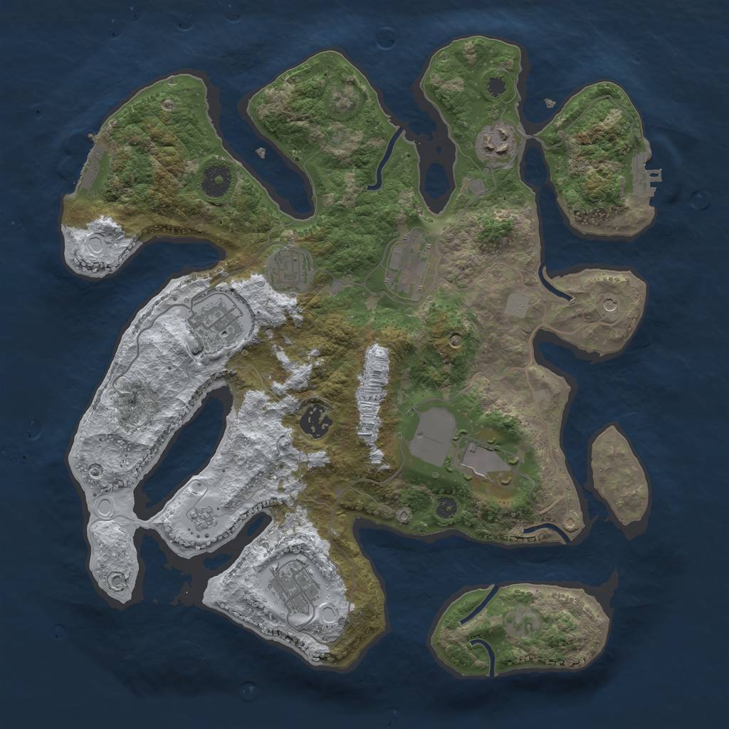 Rust Map: Procedural Map, Size: 3500, Seed: 5415649, 16 Monuments