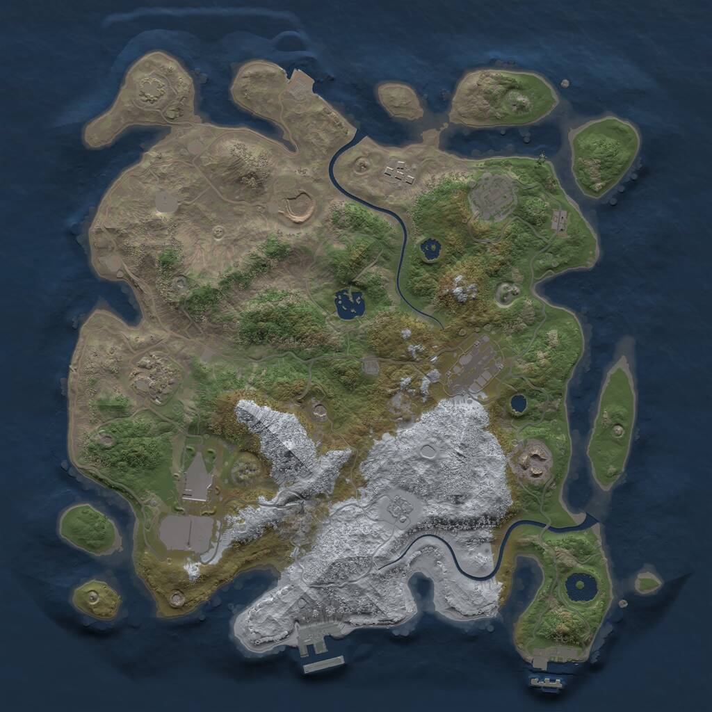 Rust Map: Procedural Map, Size: 3500, Seed: 2355219, 14 Monuments