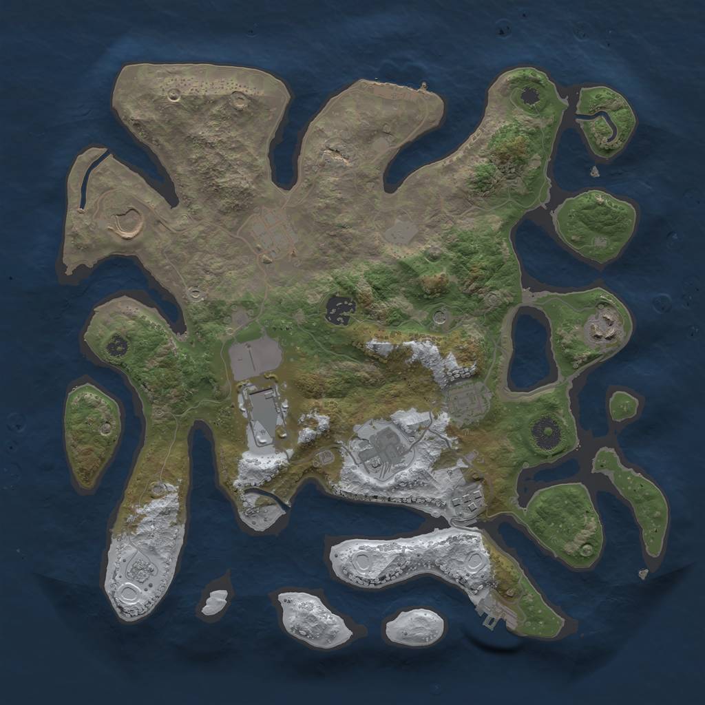 Rust Map: Procedural Map, Size: 3500, Seed: 3657117, 17 Monuments