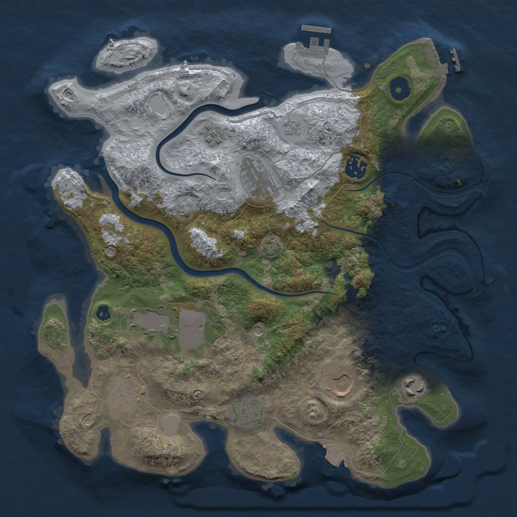 Rust Map: Procedural Map, Size: 3500, Seed: 4067135, 14 Monuments