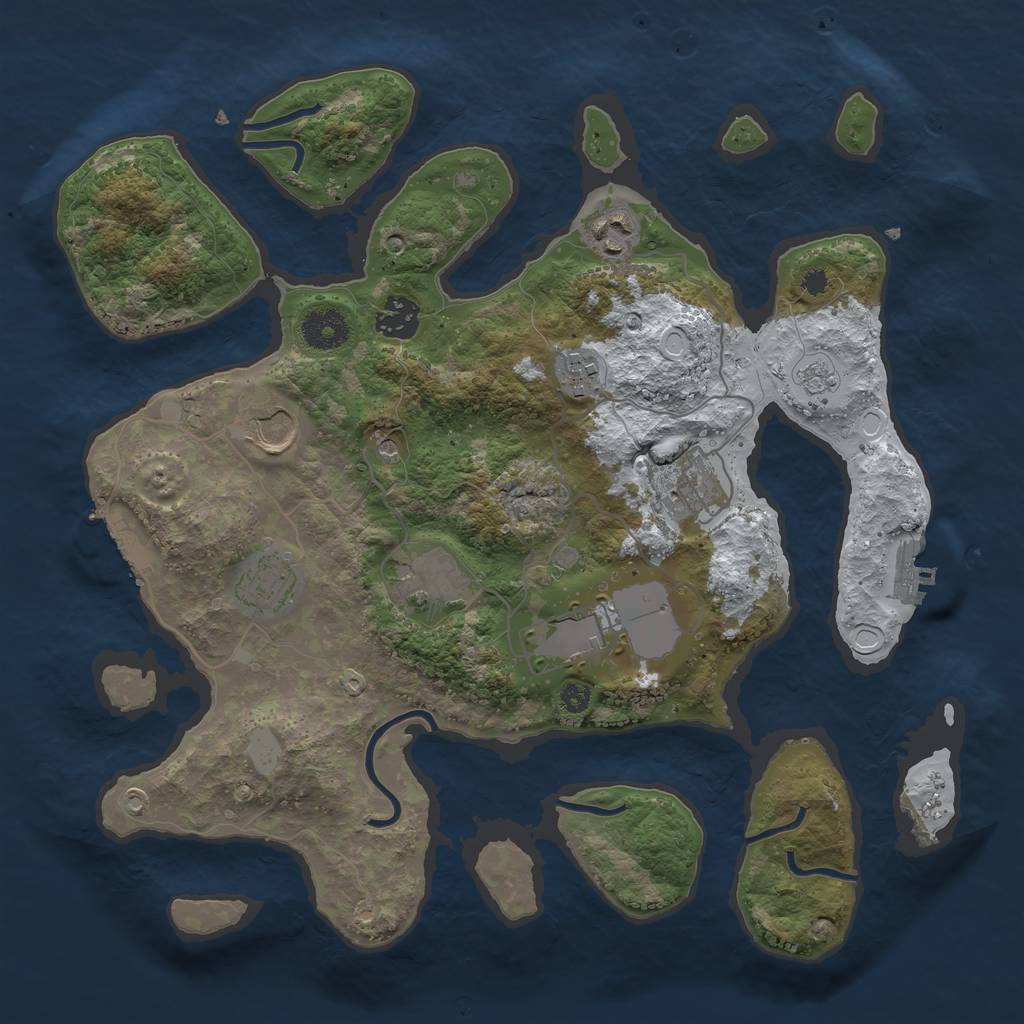 Rust Map: Procedural Map, Size: 3500, Seed: 1025330, 17 Monuments