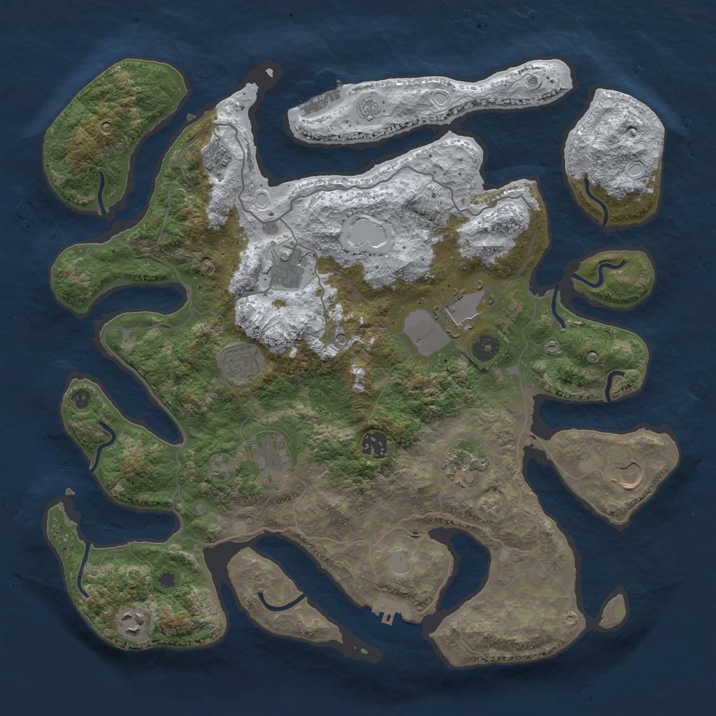 Rust Map: Procedural Map, Size: 4000, Seed: 797598, 18 Monuments