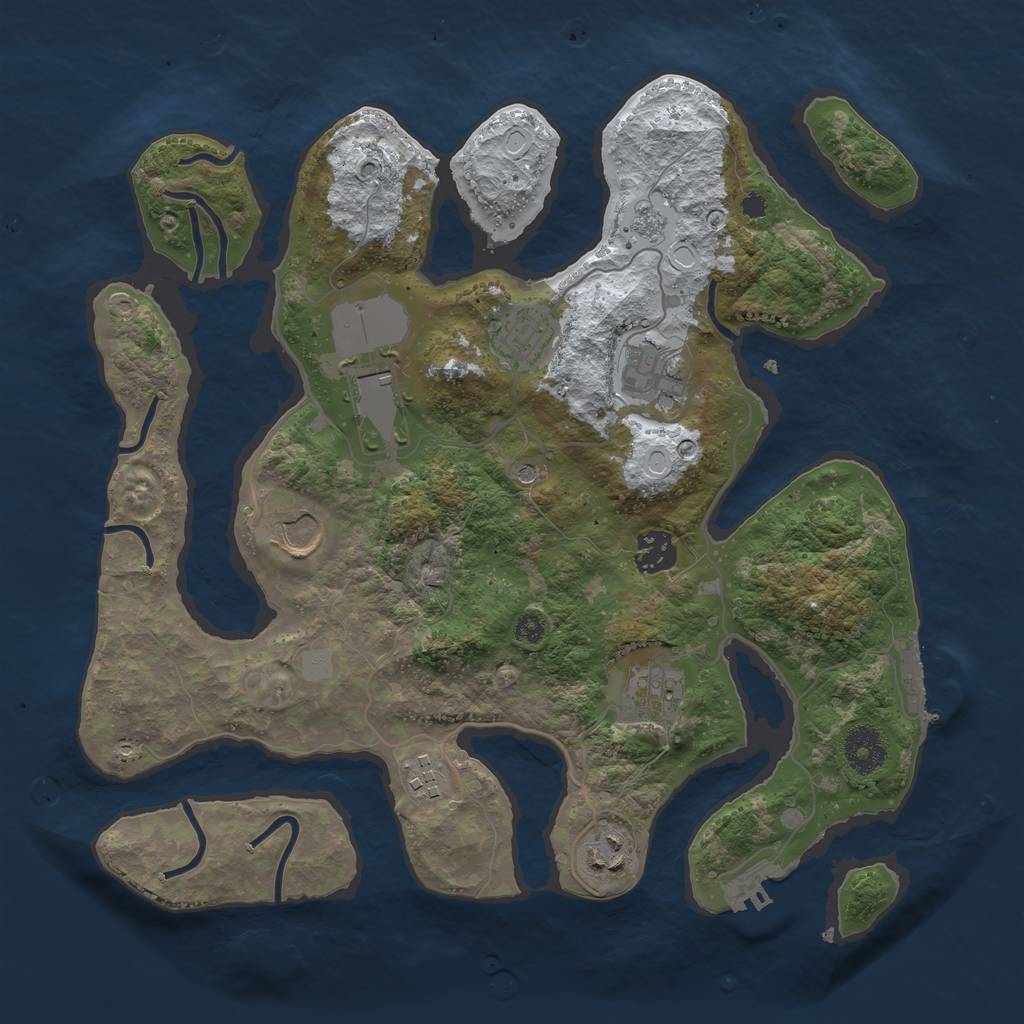 Rust Map: Procedural Map, Size: 3500, Seed: 3518785, 17 Monuments