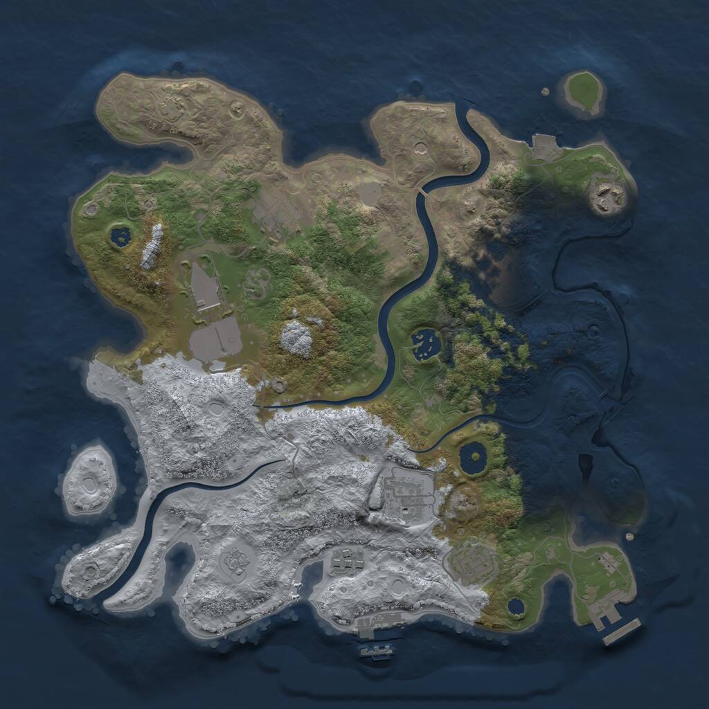 Rust Map: Procedural Map, Size: 3500, Seed: 3407537, 14 Monuments