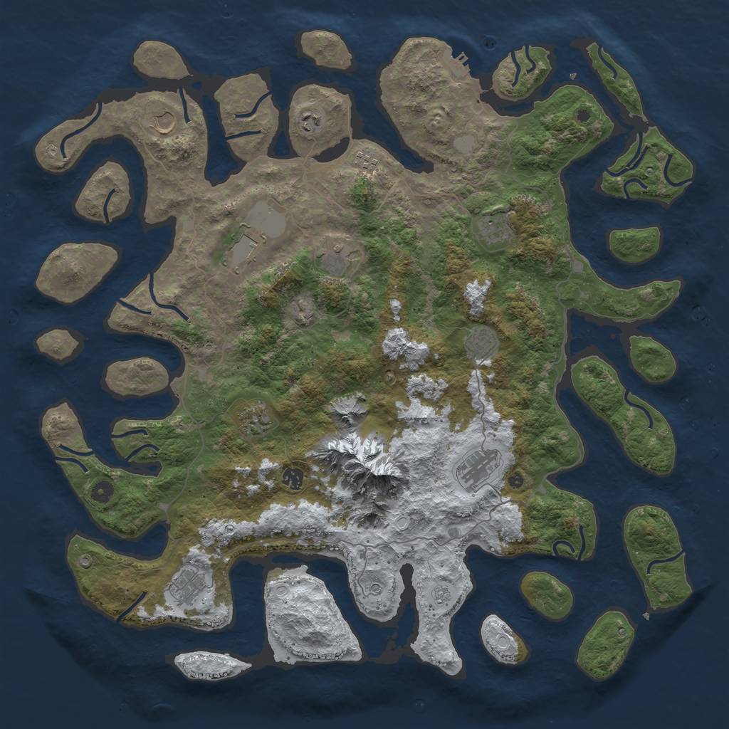 Rust Map: Procedural Map, Size: 5000, Seed: 63789, 19 Monuments