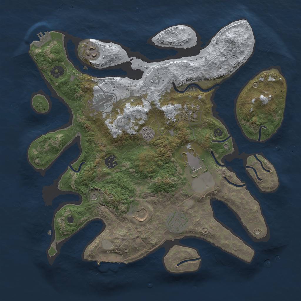 Rust Map: Procedural Map, Size: 3500, Seed: 950465397, 17 Monuments